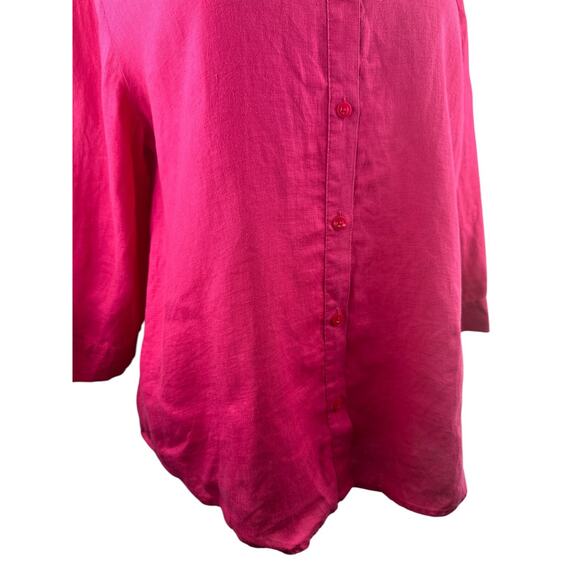 Chico's 100% Linen No Iron Button Up Shirt Pink Women's Size 3 XL 16 Lagonlook - Picture 12 of 16